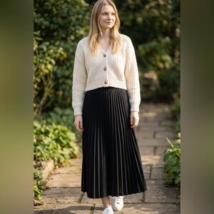 Banana Republic Black Pleated Maxi Skirt